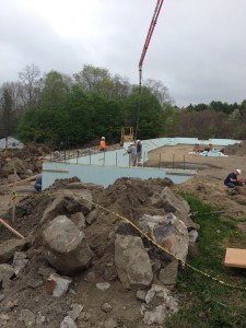 Frost walls being poured on April 11, 2015